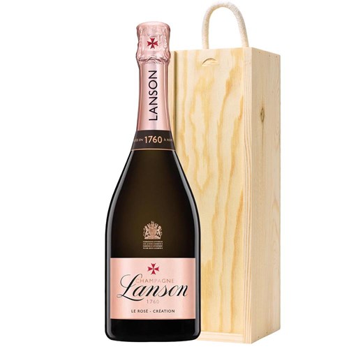 Lanson Le Rose Creation Champagne 75cl In Pine Wooden Gift Box